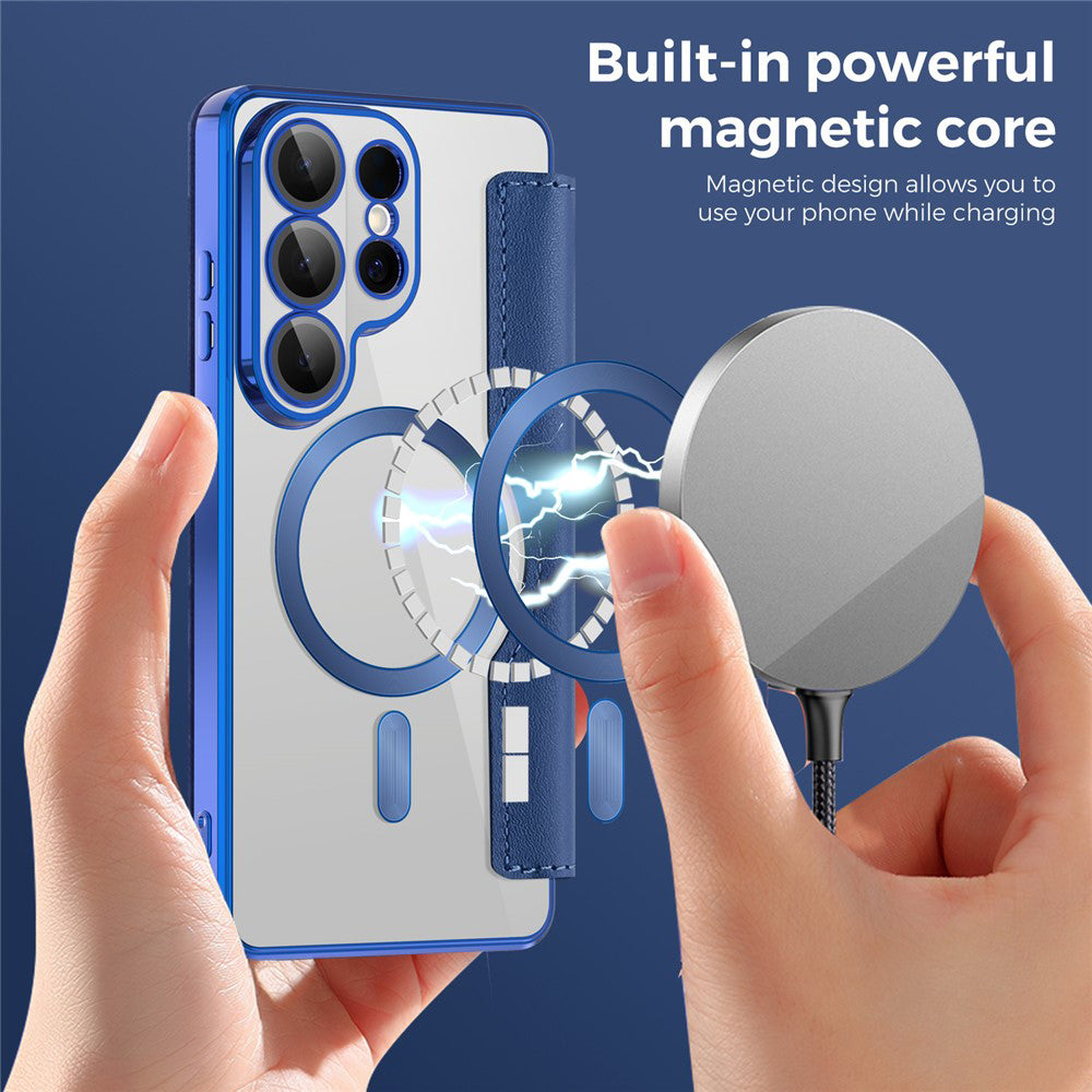 Etui MagSafe dla Samsung Galaxy S26 Ultra, Techsuit, SmartMag Book, Niebieskie
