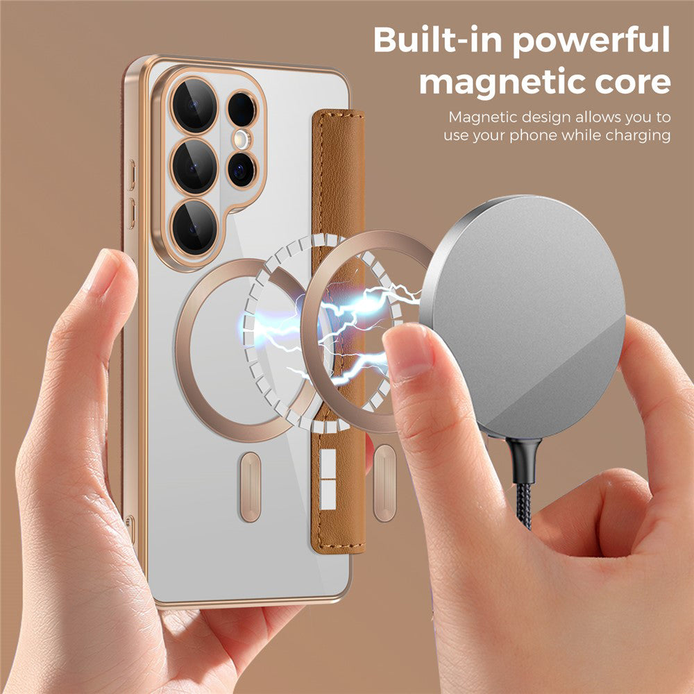 Etui MagSafe dla Samsung Galaxy S26 Ultra, Techsuit, SmartMag Book, Brązowy