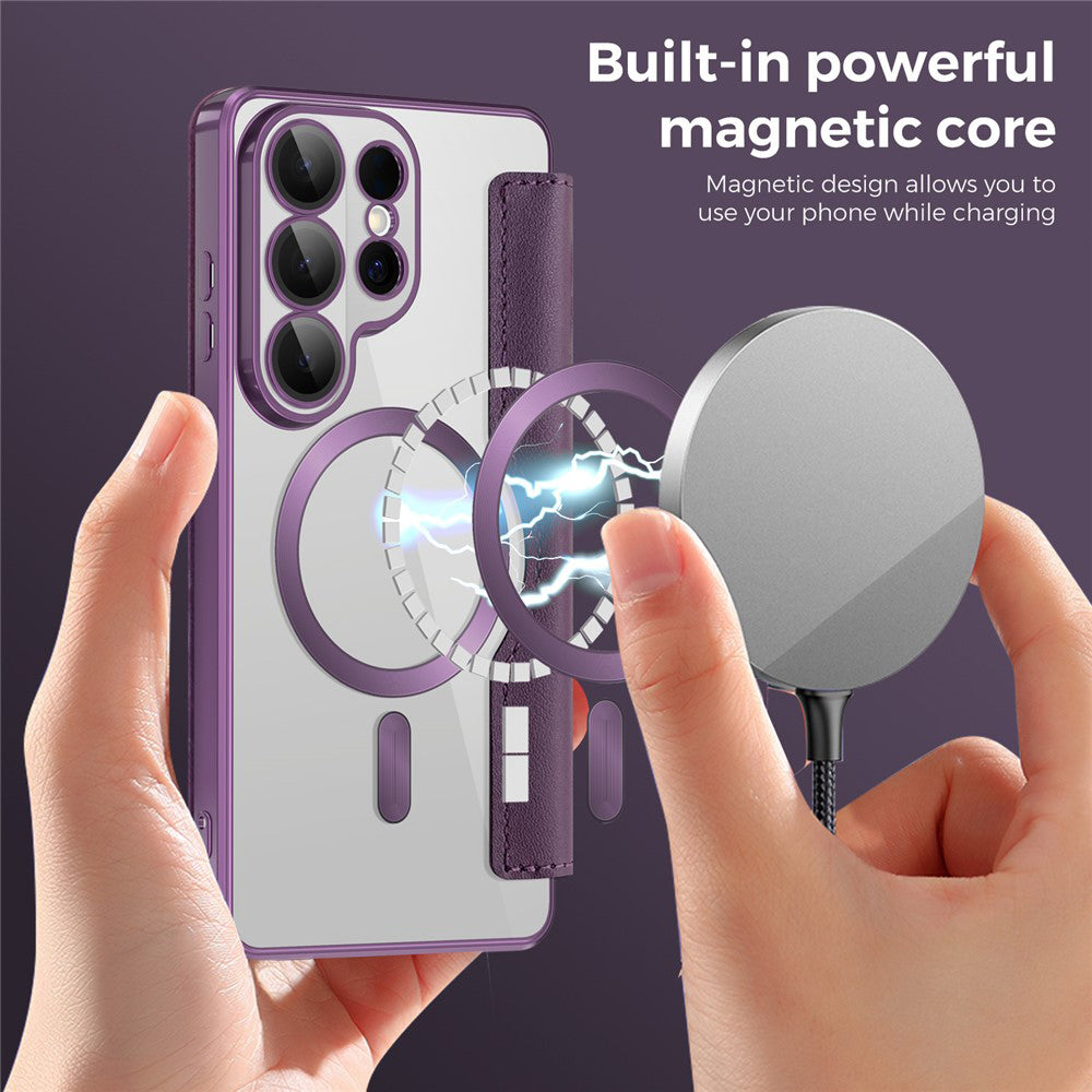 MagSafe Case for Samsung Galaxy S26 Ultra, Techsuit, SmartMag Book, Purple