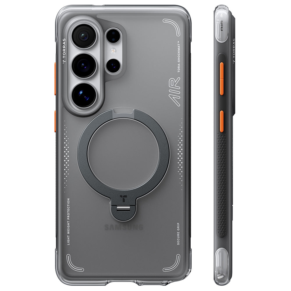 Etui MagSafe dla Samsung Galaxy S26 Ultra, Torras, Ostand Spin Air, Szary