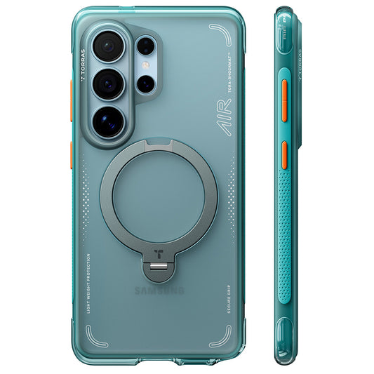 Etui MagSafe dla Samsung Galaxy S26 Ultra, Torras, Ostand Spin Air, Zielony