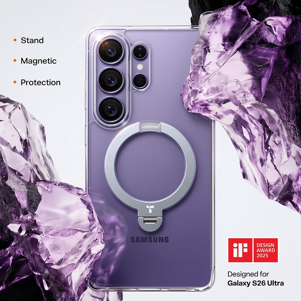 Etui MagSafe dla Samsung Galaxy S26 Ultra, Torras, Ostand Spin, Przezroczyste