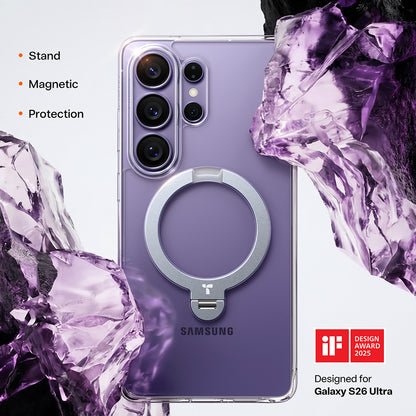 Etui MagSafe dla Samsung Galaxy S26 Ultra, Torras, Ostand Spin, Przezroczyste