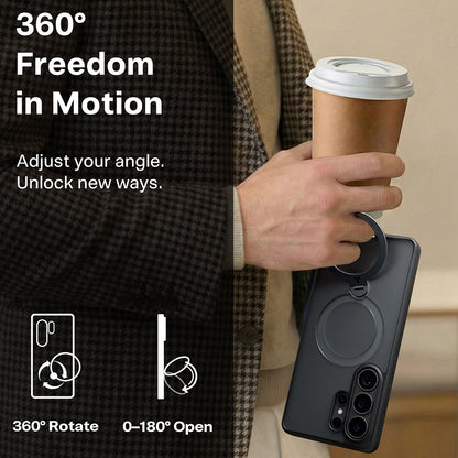 Etui MagSafe dla Samsung Galaxy S26 Ultra, Torras, Ostand Spin, Przezroczyste