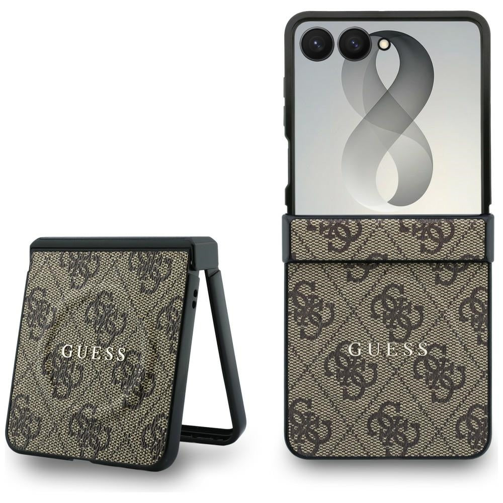 Etui MagSafe do Samsung Galaxy Z Flip8 F776, Guess, 4G Leather Classic, Brązowy