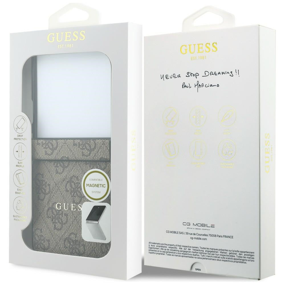 Etui MagSafe do Samsung Galaxy Z Flip8 F776, Guess, 4G Leather Classic, Brązowy