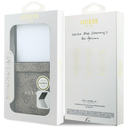 Etui MagSafe do Samsung Galaxy Z Flip8 F776, Guess, 4G Leather Classic, Brązowy