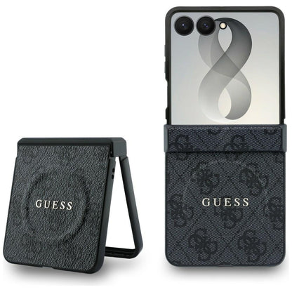 MagSafe Case for Samsung Galaxy Z Flip8 F776, Guess, 4G Leather Classic, Black