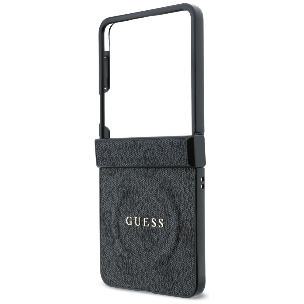 MagSafe Case for Samsung Galaxy Z Flip8 F776, Guess, 4G Leather Classic, Black