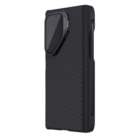 Etui MagSafe do Samsung Galaxy Z Fold7 F966, Nillkin, CarboProp z przezroczystą czarną osłoną obiektywu i uchwytem na rysik S-Pen, czarne