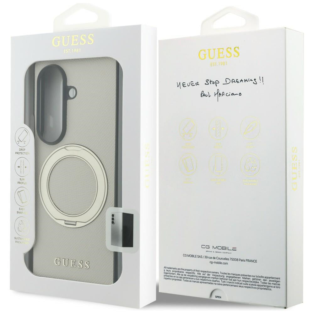 Etui MagSafe do Samsung Galaxy Z Fold8 Ultra F976, Guess, Ring Stand Grained Classic Logo, Beżowe