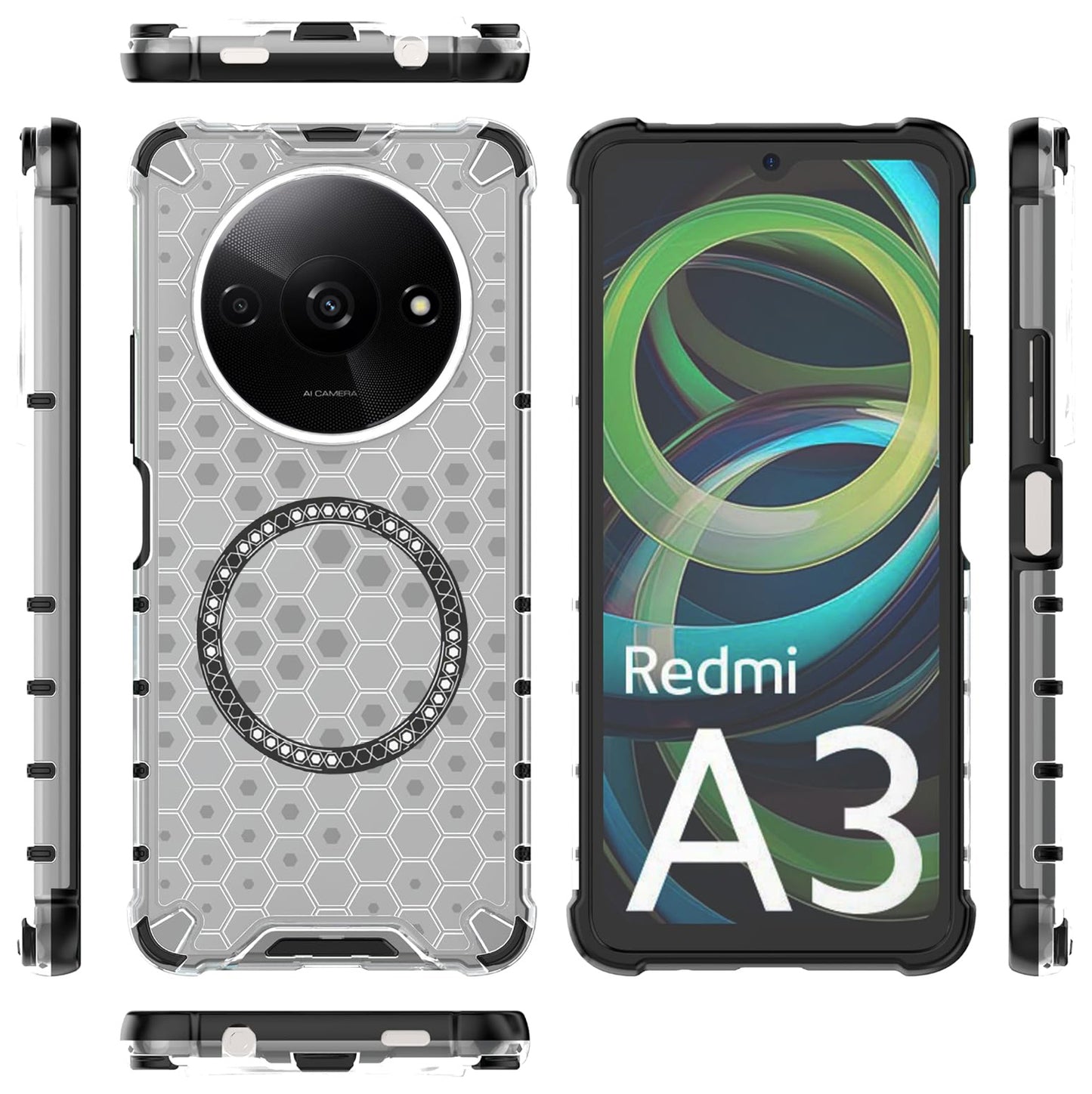 Etui MagSafe do Xiaomi Redmi A3x / A3, Techsuit, HoneyComb Shield, Białe