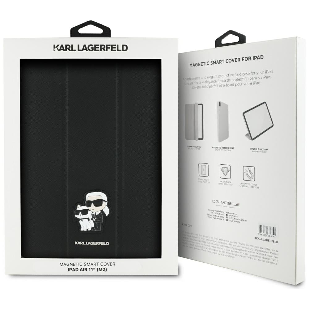 Etui na Apple iPad Air 11 (2025) / Air 11 (2024), Karl Lagerfeld, Saffiano Karl & Choupette, Czarne