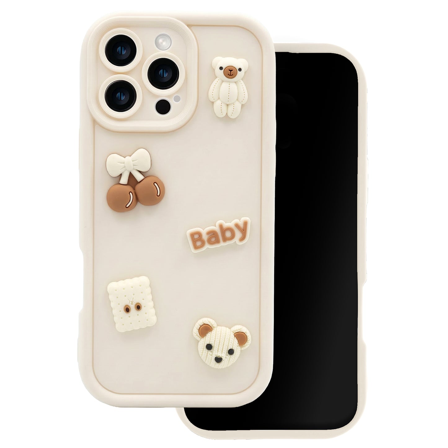 Etui na Apple iPhone 14, OEM, Ultra Trendy 3D Bear, Beżowe