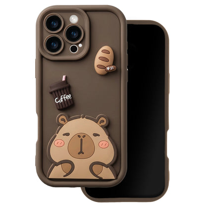 Case for Apple iPhone 12, OEM, Ultra Trendy 3D Capybara, Brown