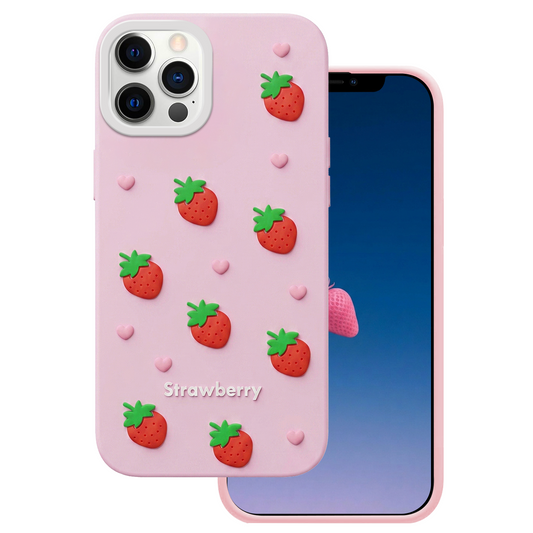 Etui na Apple iPhone 15 / 14 / 13, OEM, Strawberry, Różowe