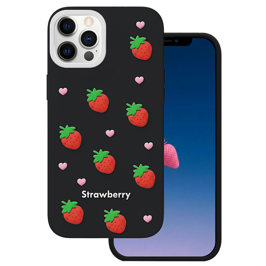Etui do Apple iPhone 17 Pro, OEM, Strawberry, czarne