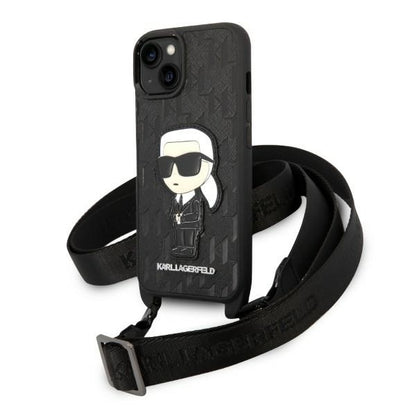 Etui na Apple iPhone 14, Karl Lagerfeld, Monogram Ikonik Karl, Czarne