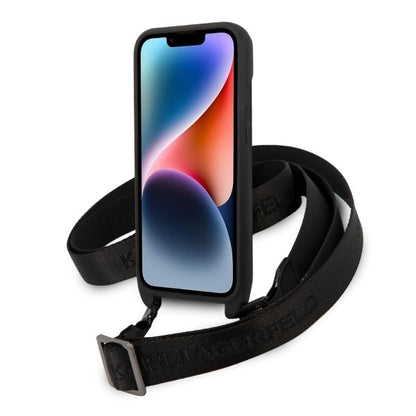 Etui na Apple iPhone 14, Karl Lagerfeld, Monogram Ikonik Karl, Czarne