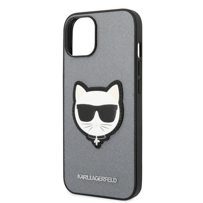 Case for Apple iPhone 14, Karl Lagerfeld, Saffiano Choupette's Head, Silver