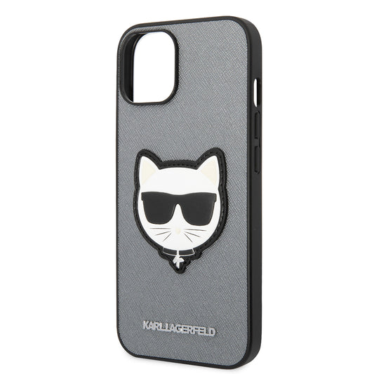 Etui na Apple iPhone 14, Karl Lagerfeld, Saffiano Choupette's Head, Srebrne