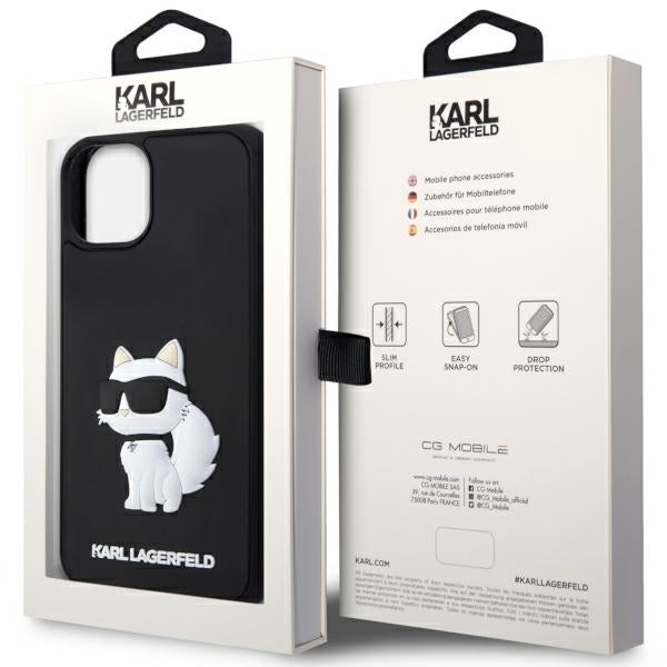 Etui na Apple iPhone 14 Plus, Karl Lagerfeld, 3D Rubber Choupette, Czarne