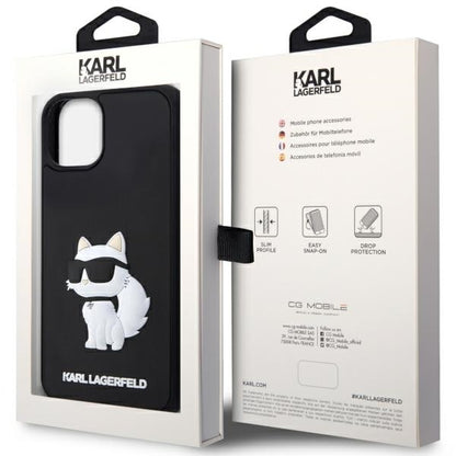 Etui na Apple iPhone 14 Plus, Karl Lagerfeld, 3D Rubber Choupette, Czarne
