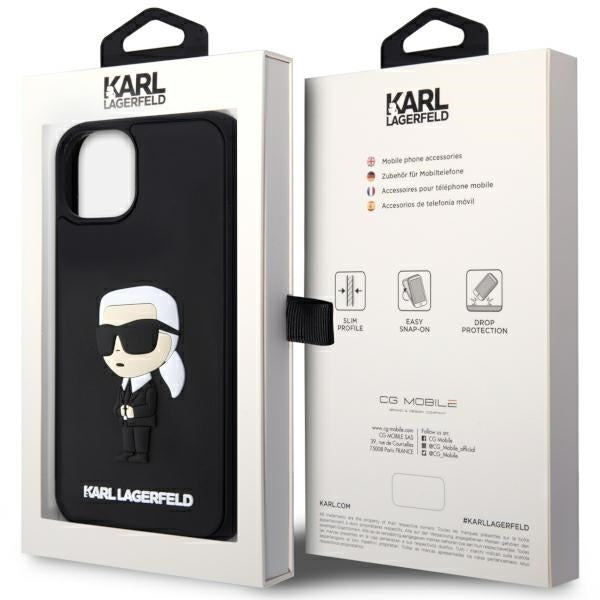 Etui na Apple iPhone 14 Plus, Karl Lagerfeld, 3D Rubber Ikonik Karl, Czarne.