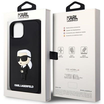 Etui na Apple iPhone 14 Plus, Karl Lagerfeld, 3D Rubber Ikonik Karl, Czarne.