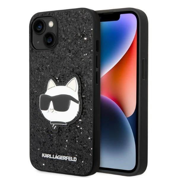 Etui na Apple iPhone 14 Plus, Karl Lagerfeld, Glitter Choupette Patch, Czarne