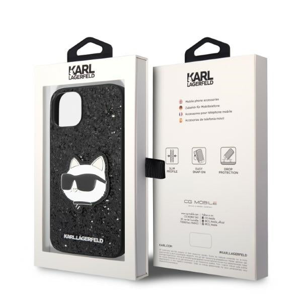 Etui na Apple iPhone 14 Plus, Karl Lagerfeld, Glitter Choupette Patch, Czarne