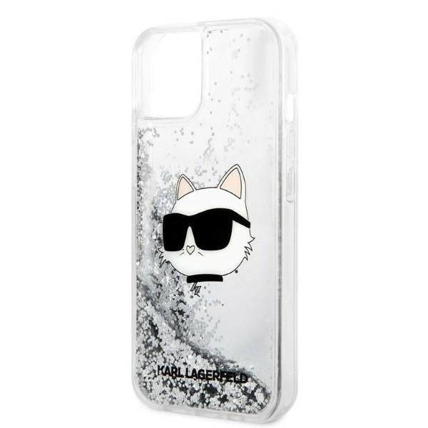 Etui na Apple iPhone 14 Plus, Karl Lagerfeld, Glitter Choupette's Head, Srebrne.