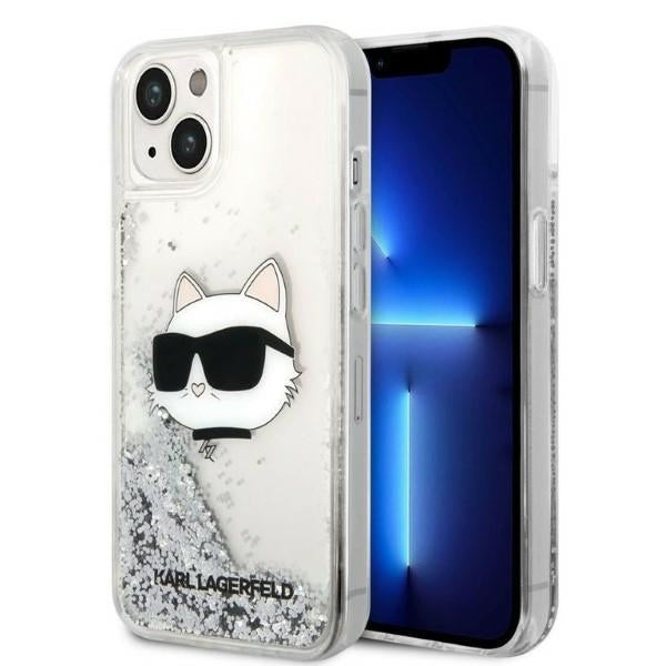 Etui na Apple iPhone 14 Plus, Karl Lagerfeld, Glitter Choupette's Head, Srebrne.
