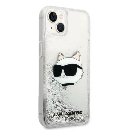 Etui na Apple iPhone 14 Plus, Karl Lagerfeld, Glitter Choupette's Head, Srebrne.