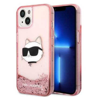 Etui na Apple iPhone 14 Plus, Karl Lagerfeld, Glitter Choupette's Head, Różowy