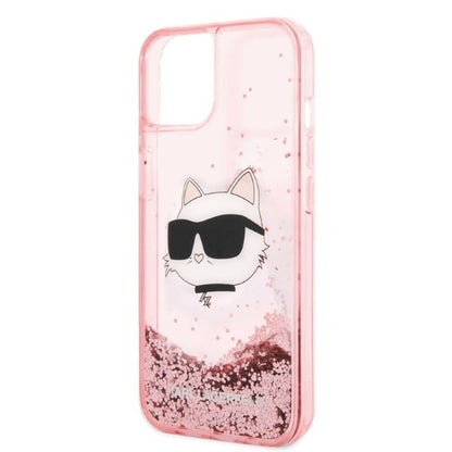 Etui na Apple iPhone 14 Plus, Karl Lagerfeld, Glitter Choupette's Head, Różowy