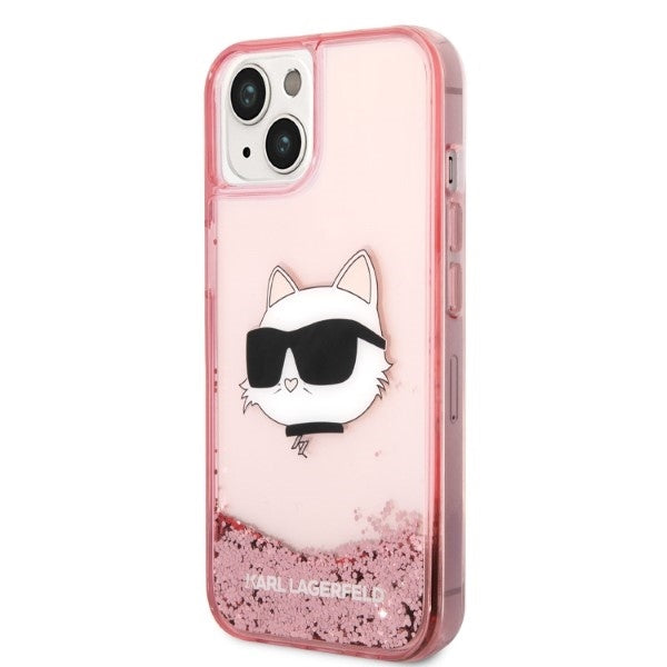 Etui na Apple iPhone 14 Plus, Karl Lagerfeld, Glitter Choupette's Head, Różowy