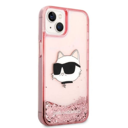 Etui na Apple iPhone 14 Plus, Karl Lagerfeld, Glitter Choupette's Head, Różowy