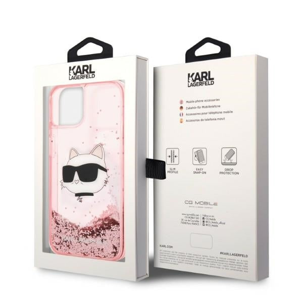Etui na Apple iPhone 14 Plus, Karl Lagerfeld, Glitter Choupette's Head, Różowy
