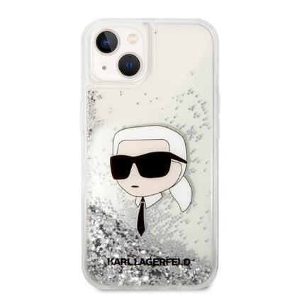 Etui na Apple iPhone 14 Plus, Karl Lagerfeld, Glitter Karl's Head, Srebrne