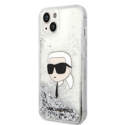 Etui na Apple iPhone 14 Plus, Karl Lagerfeld, Glitter Karl's Head, Srebrne