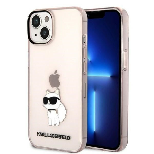Etui na Apple iPhone 14 Plus, Karl Lagerfeld, Ikonik Choupette, Różowy