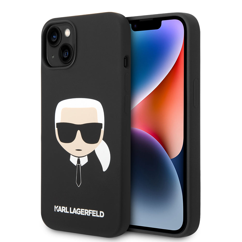 Case for Apple iPhone 14 Plus, Karl Lagerfeld, Silicone Karl's Head, Black