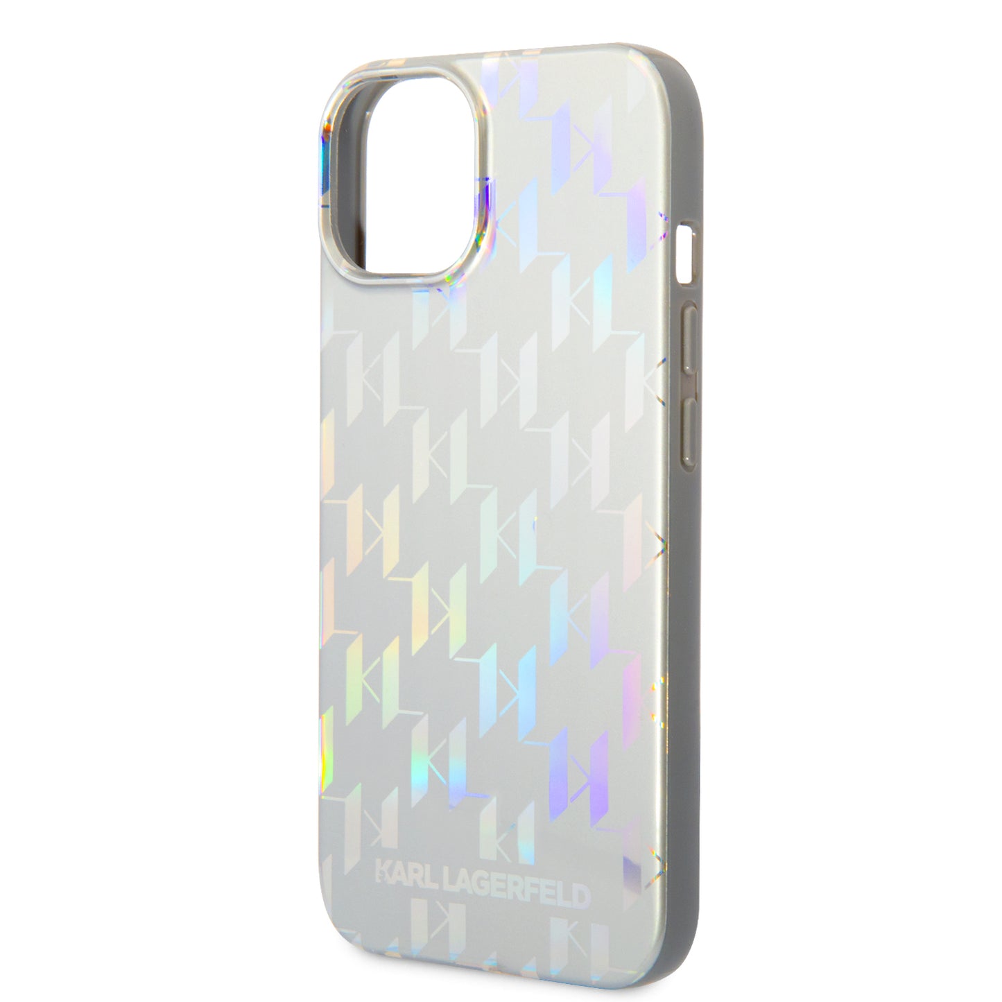 Etui na Apple iPhone 14 Plus, Karl Lagerfeld, Monogram Iridescent, Srebrne