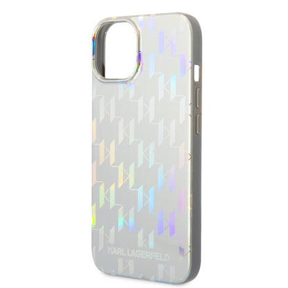 Etui na Apple iPhone 14 Plus, Karl Lagerfeld, Monogram Iridescent, Srebrne