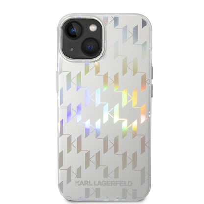 Etui na Apple iPhone 14 Plus, Karl Lagerfeld, Monogram Iridescent, Srebrne