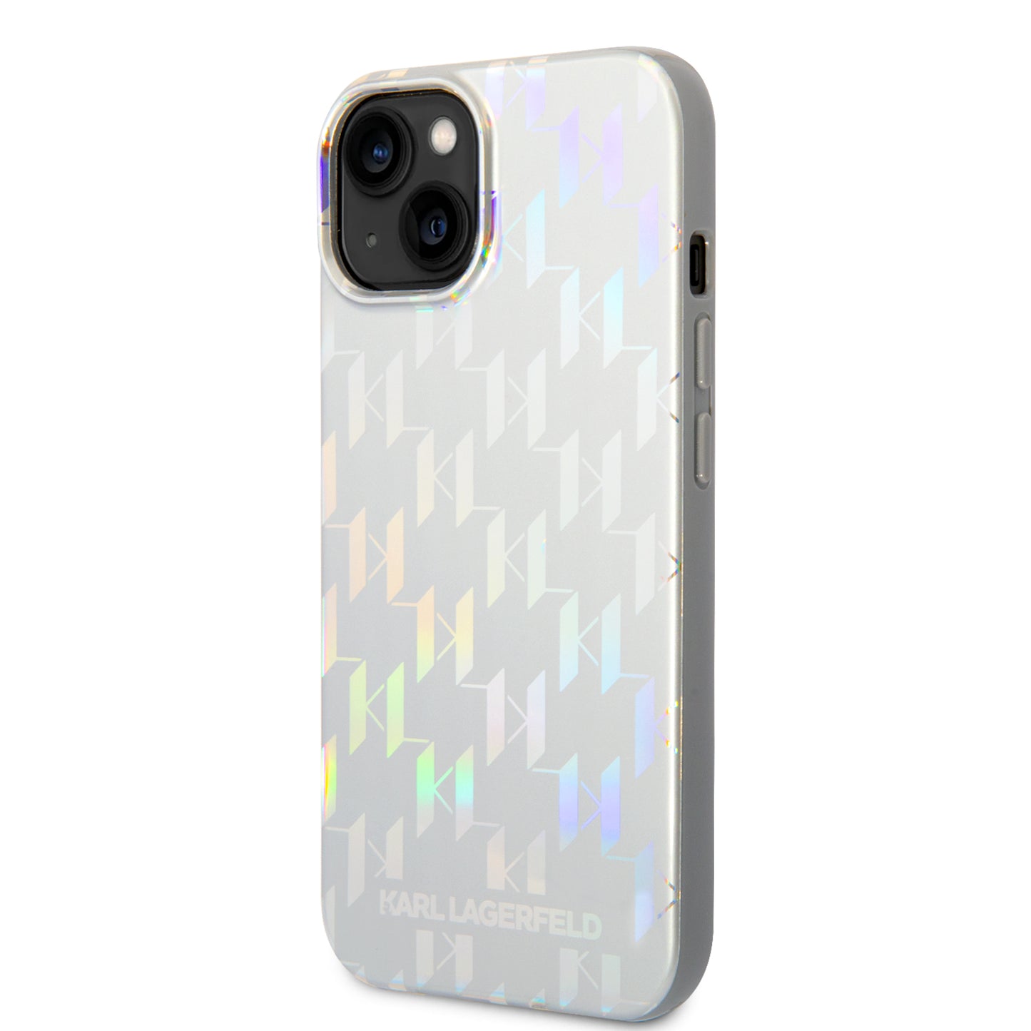 Etui na Apple iPhone 14 Plus, Karl Lagerfeld, Monogram Iridescent, Srebrne