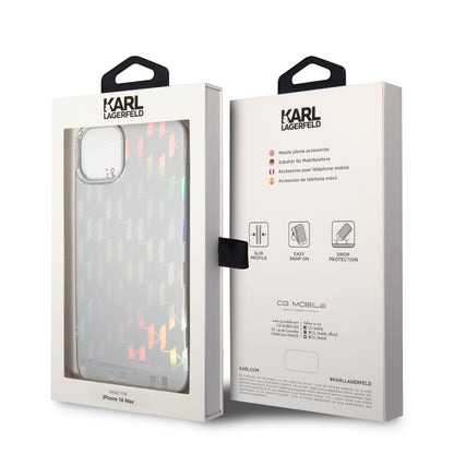 Etui na Apple iPhone 14 Plus, Karl Lagerfeld, Monogram Iridescent, Srebrne