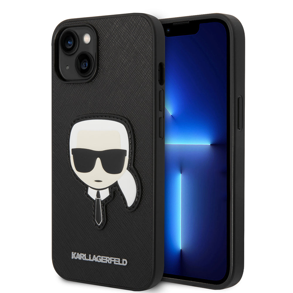 Etui na Apple iPhone 14 Plus, Karl Lagerfeld, Saffiano Karl's Head, Czarne