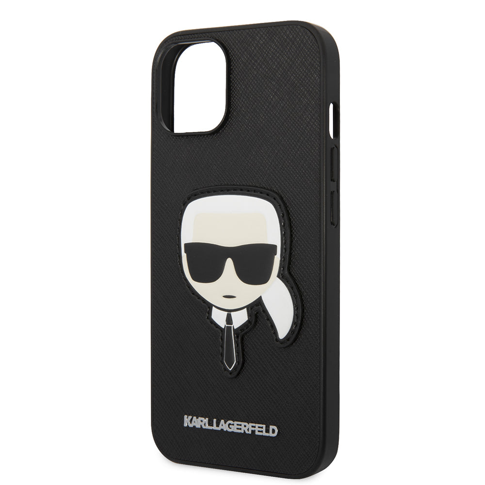 Etui na Apple iPhone 14 Plus, Karl Lagerfeld, Saffiano Karl's Head, Czarne